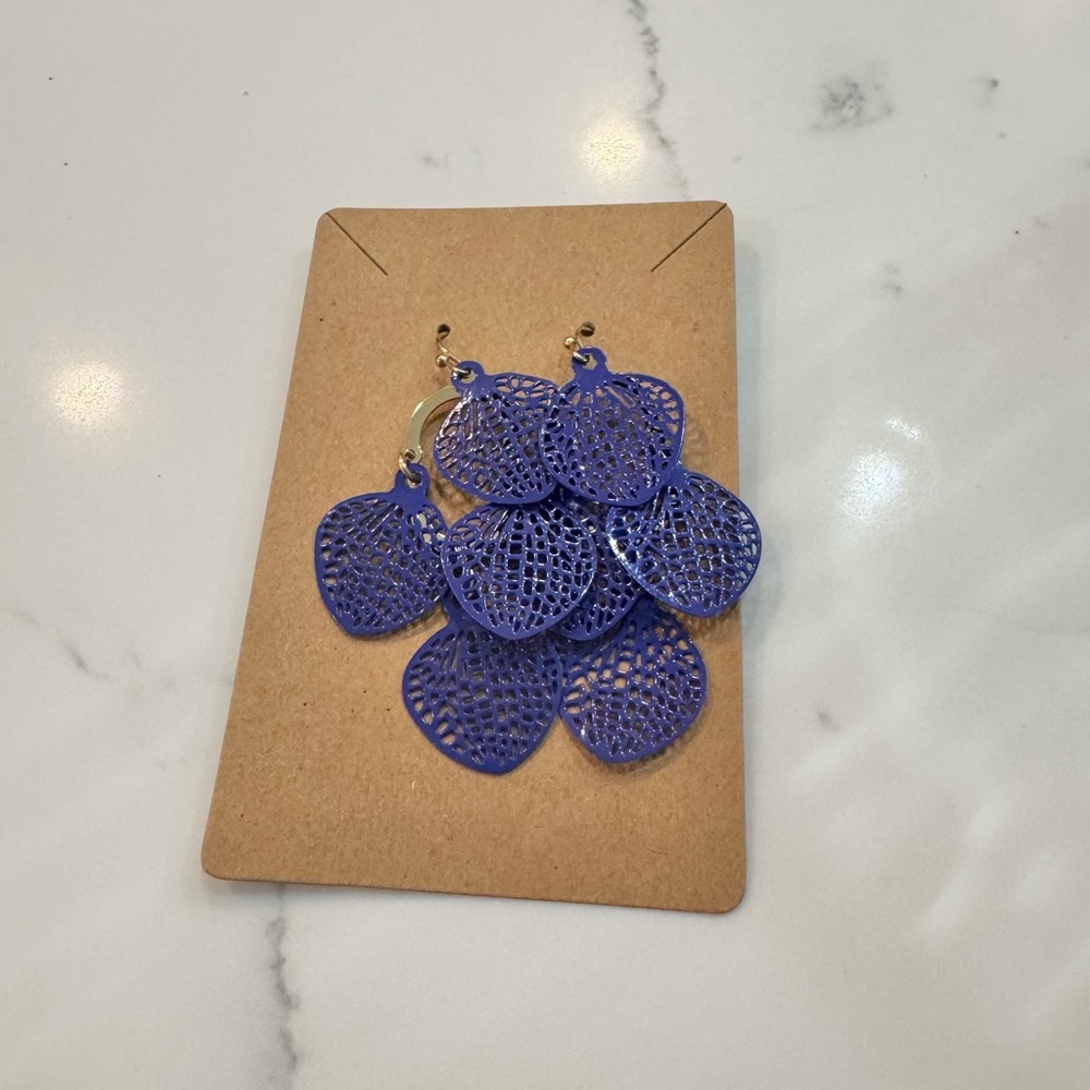 Elegant Blue Leaf Earrings